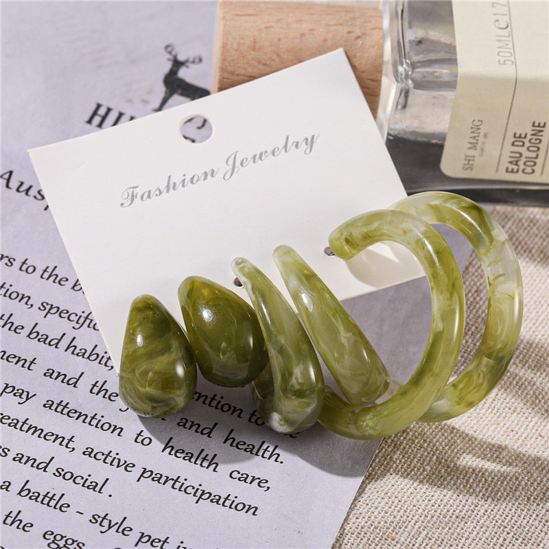 17KM Vintage Geometric Gold Plated Metal Earrings Set