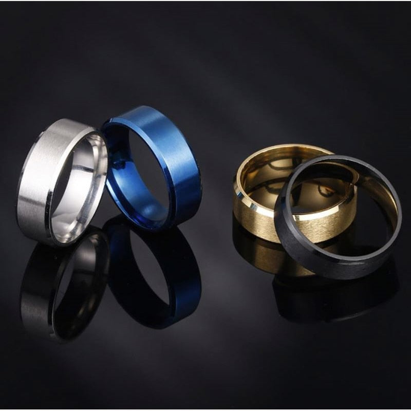 8mm Matt Stainless Steel Simple Design Plain Titanium Ring