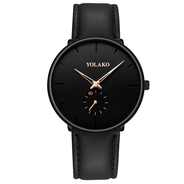 Ultra Thin Minimalist Quartz Stainless Stee Casual Leather Watch