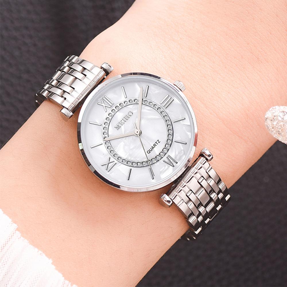 Luxury Crystal Diamond Steel Women Bracelet Watch