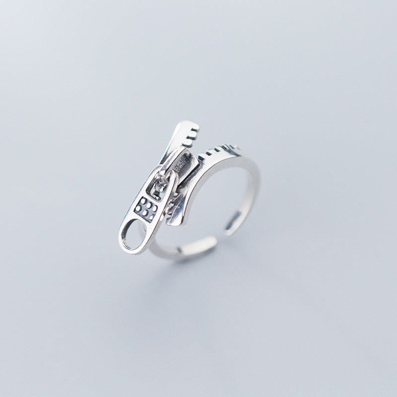 Punk New Zipper Adjustable Size Finger Ring