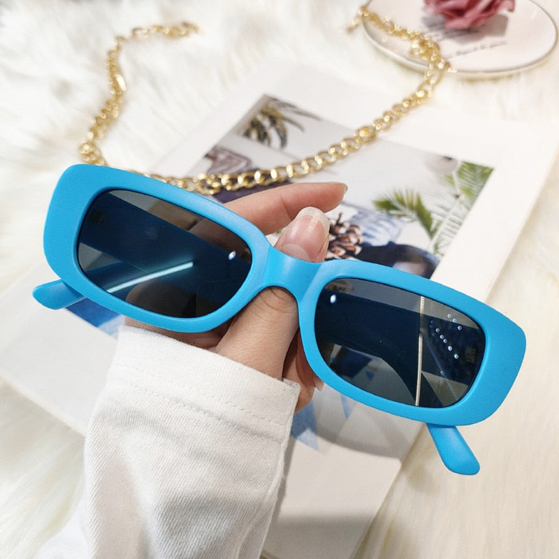Emosnia Women Man Fashion Small Rectangle Candy Shades Sunglasses