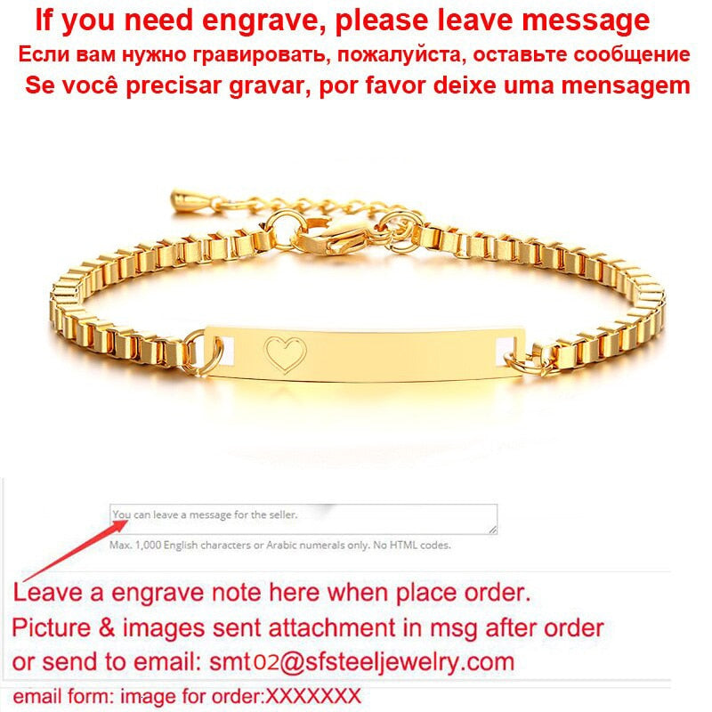 Personalize Baby Name Chain Smooth Bangle Link Gold Tone Bracelet