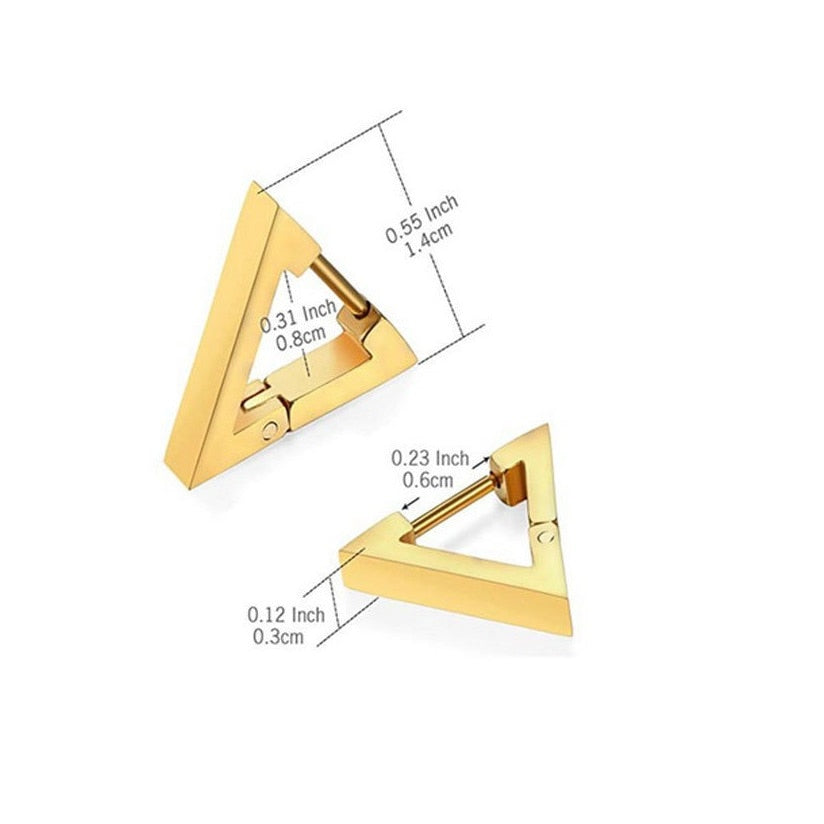 Rinhoo 1 Pcs Triangle Unisex Earrings Stainless Steel