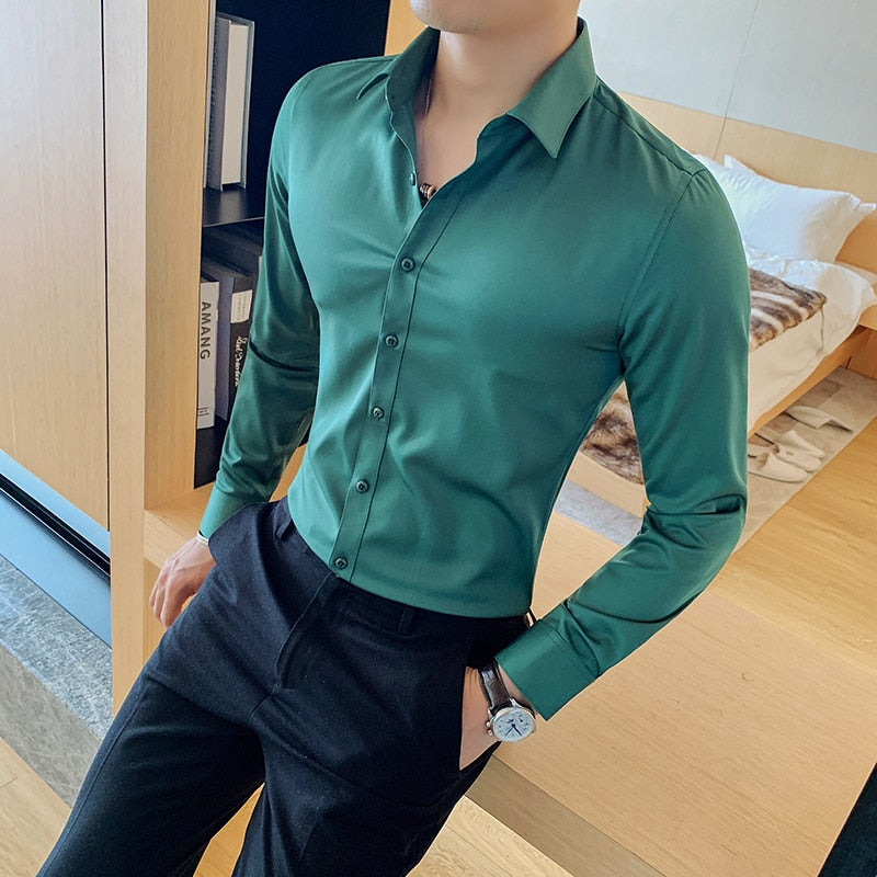 British Style Long Sleeve Formal Wear Shirt Men