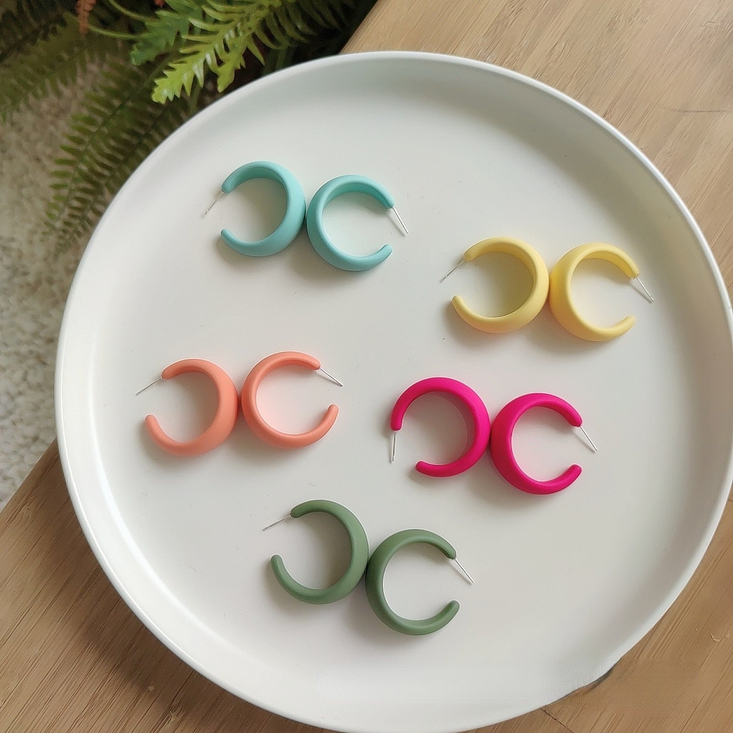 Korean style candy colors C-shaped earrings