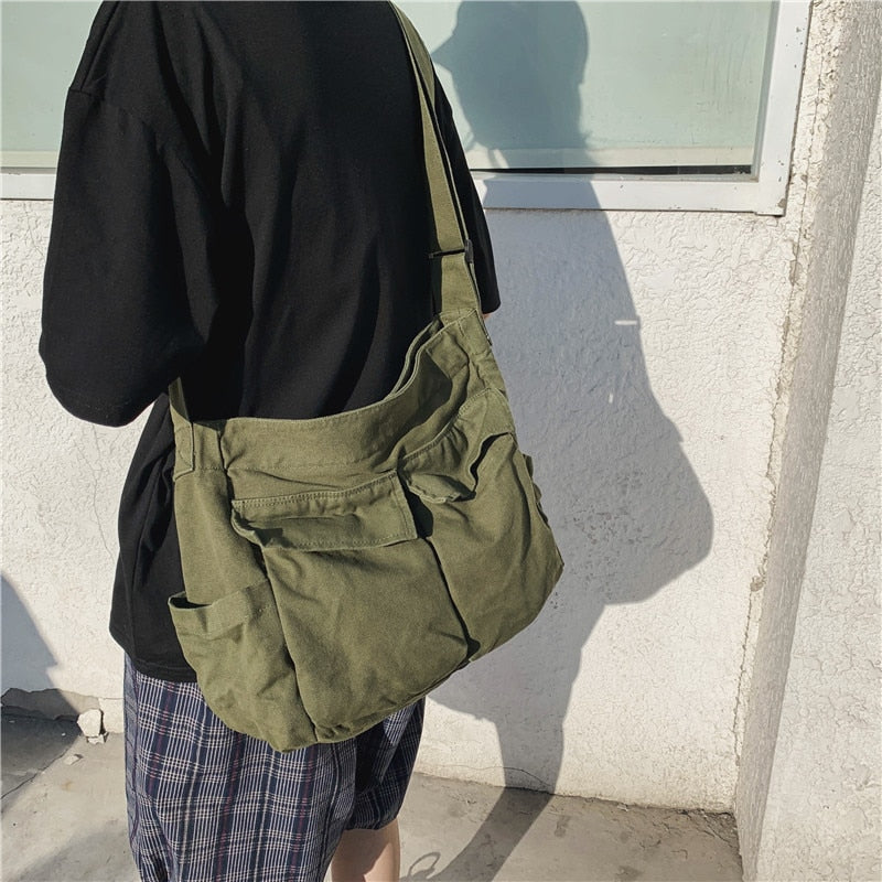 Solid Large Capacity Casual Canvas Bag