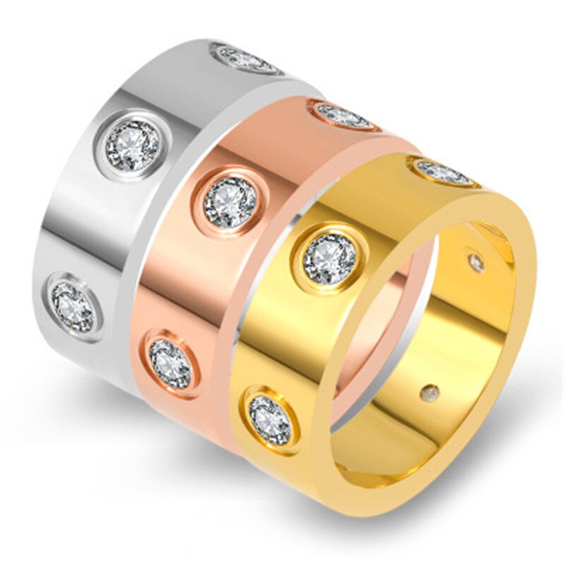 Trendy Stainless Steel Rose Gold Color Love Ring
