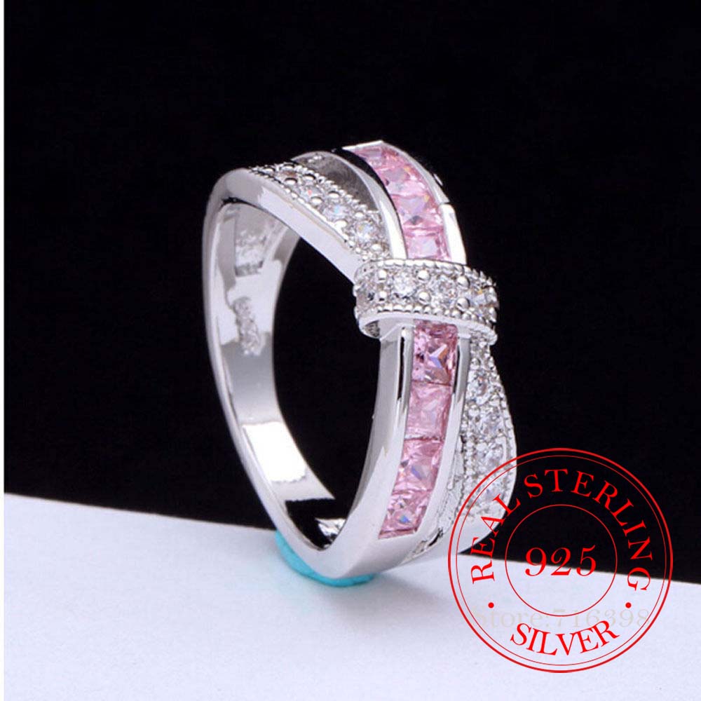 100% 925 Sterling Silver Jewelry Vintage Purple Crystal Couple's Wedding Silver Rings for Women Men Fashion Anel De Prata Bijoux