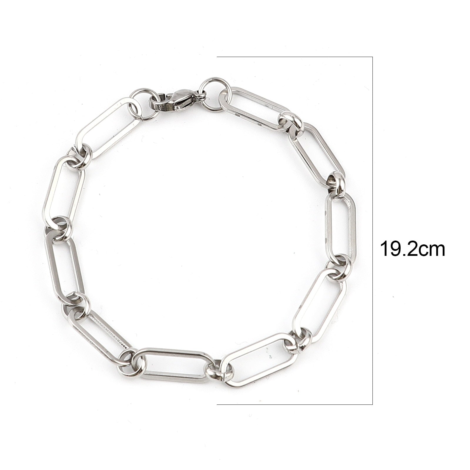 1PC 4mm Stainless Steel Link Cable Chain Oval Bracelet