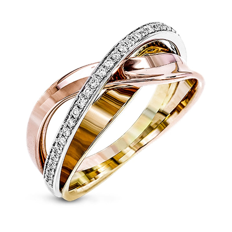 Huitan OL Style Cross Ring for Women Metallic Simple Design