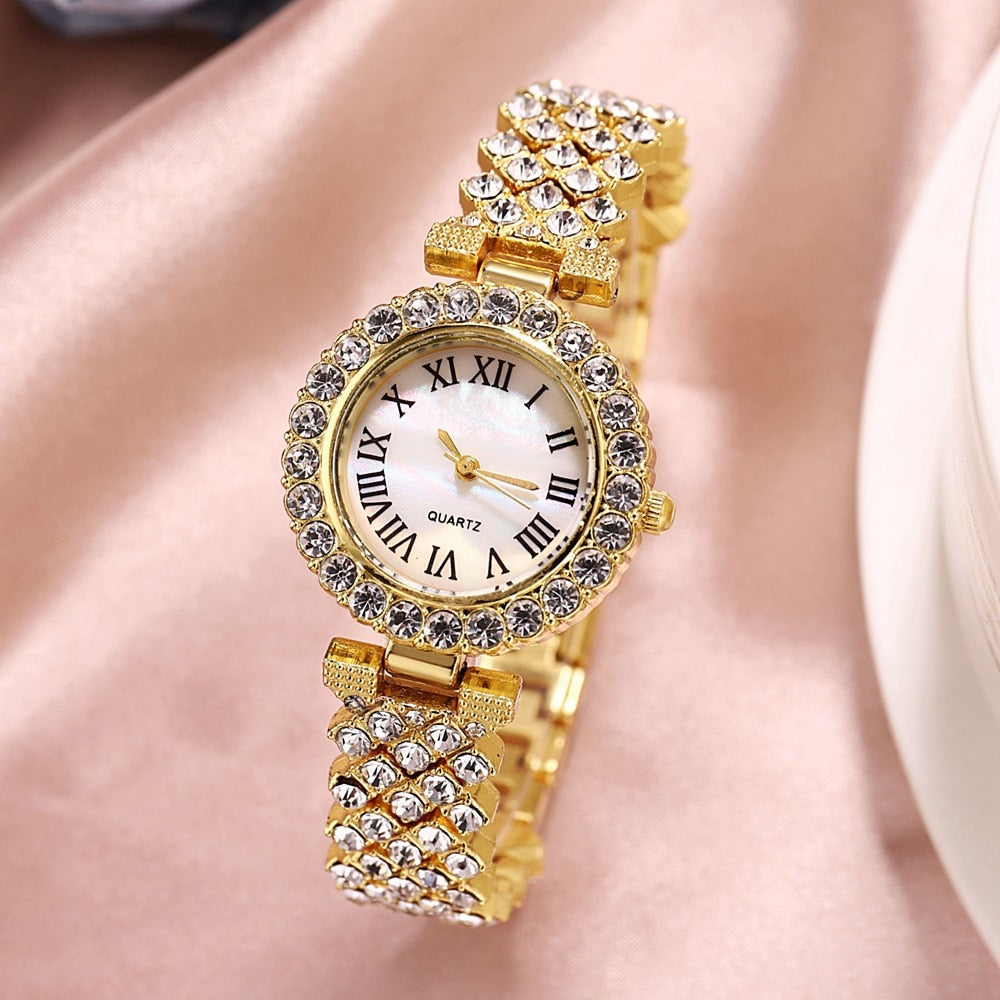 Luxury steel belt Love Steel belt Rhinestone Quartz Wrist Watch
