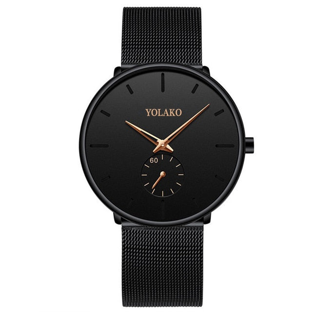 Ultra Thin Minimalist Quartz Stainless Stee Casual Leather Watch