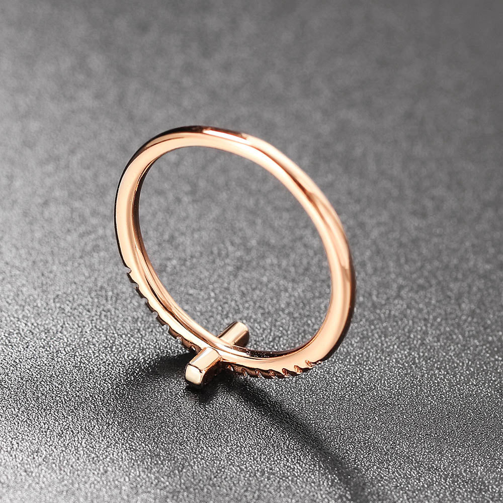 Micro-inlaid Zircon Dainty Ring