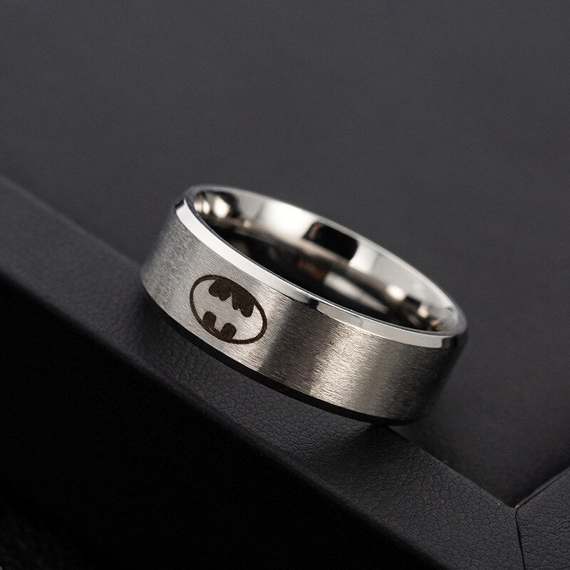 Fashion Laser Logo Bat Rings Stainless Steel for Men