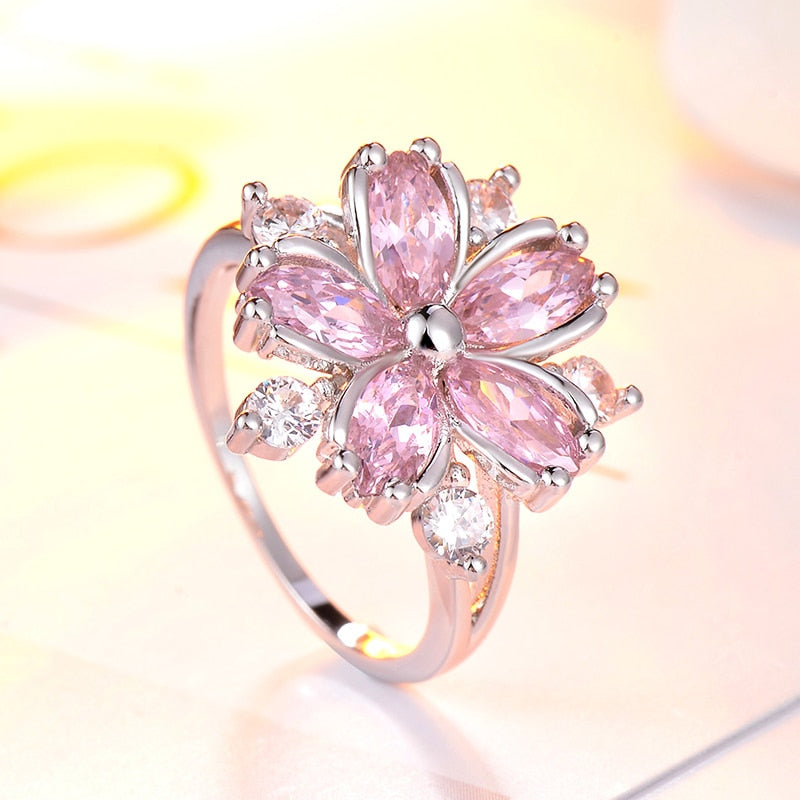 Cherry Blossom Zircon Lady Ring
