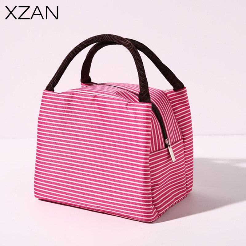 Fresh Cooler Bag Thermal Waterproof Nylon Portable Zipper Closed Oxford Lunch Bags For Women Convenient Lunch Box Tote Food Bags