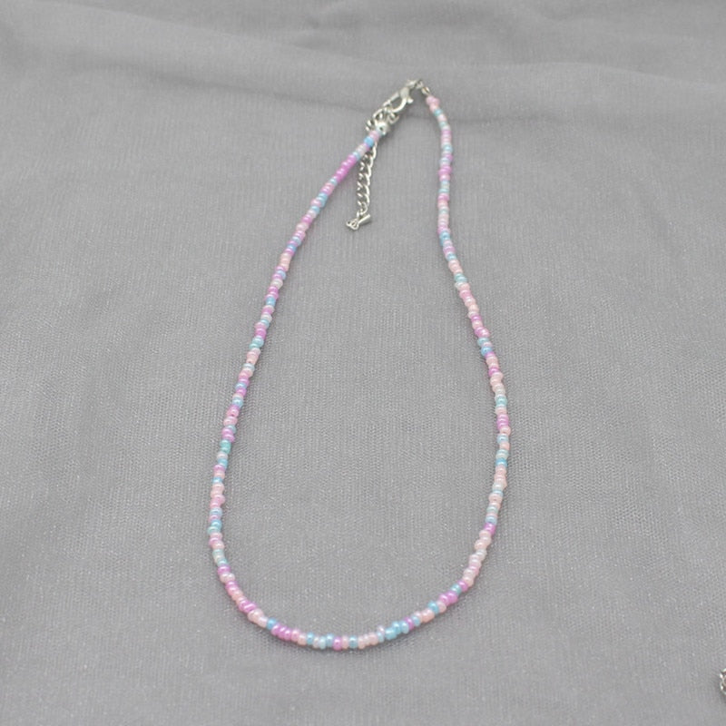 Simple Colorful Seed Beads Strand Choker Necklace