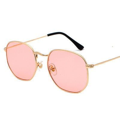 Metal Frame Hexagon Sun Glasses