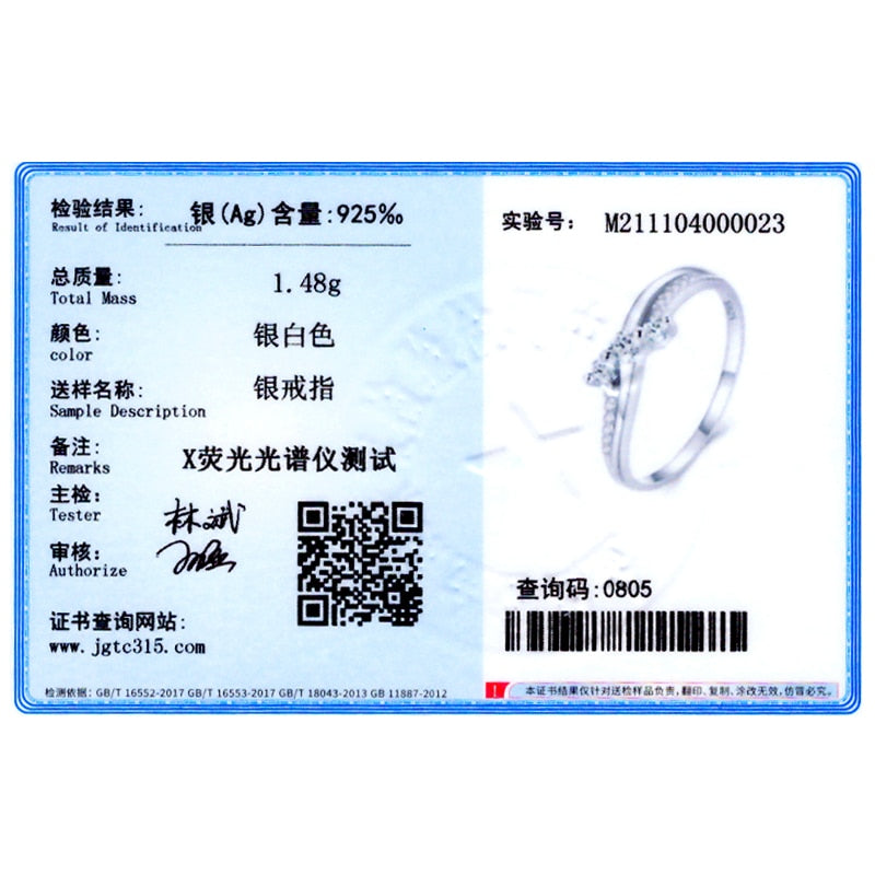 Ailmay Real 925 Sterling Silver Sparkling Cubic Zirconia Wave Shape Ring