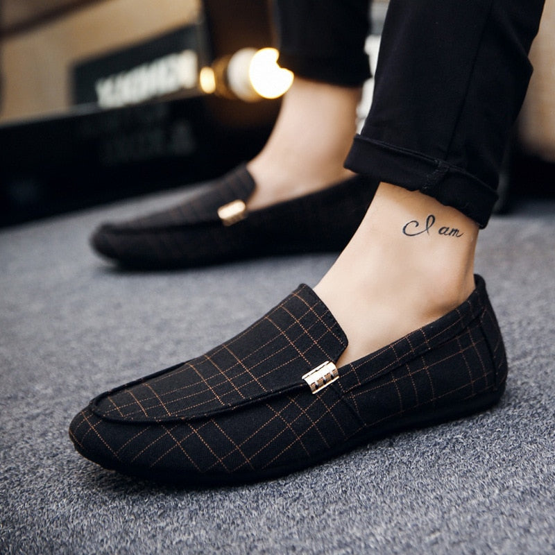 Fashion Loafers Breathable Canvas Sneaker Black Gray