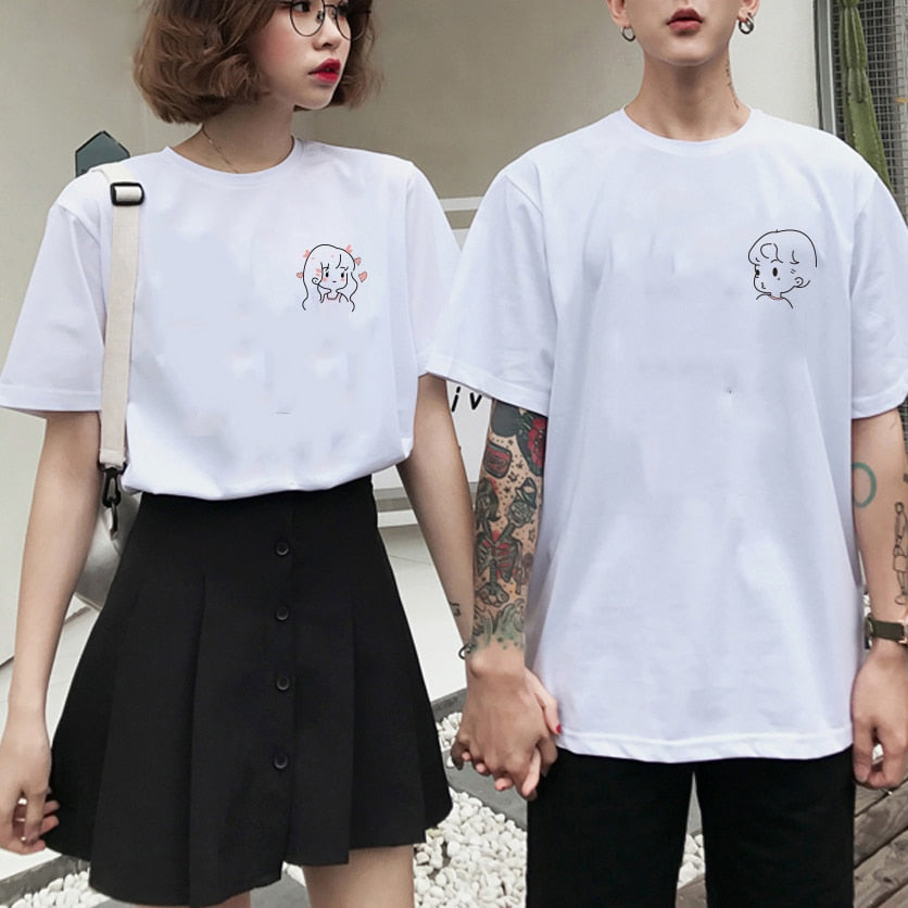 Couple T-shirt Summer Couple LOVE Printed Clothes Couple Tshirt