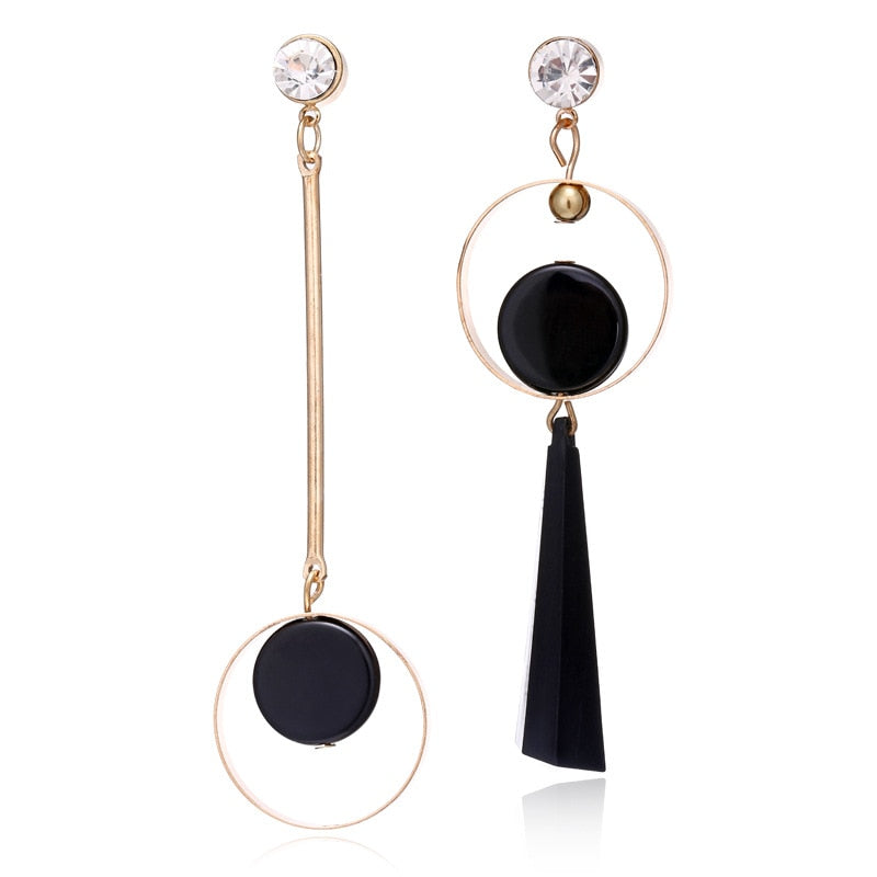 Korean Long Statement Geometric Triangle Tassel Dangle Drop Earrings