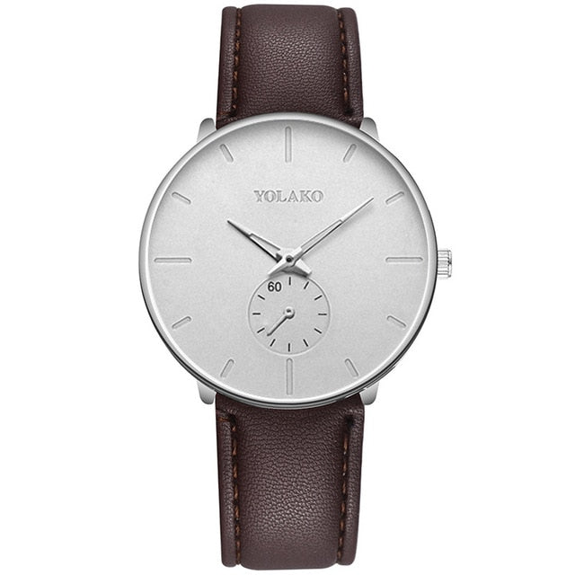 Ultra Thin Minimalist Quartz Stainless Stee Casual Leather Watch
