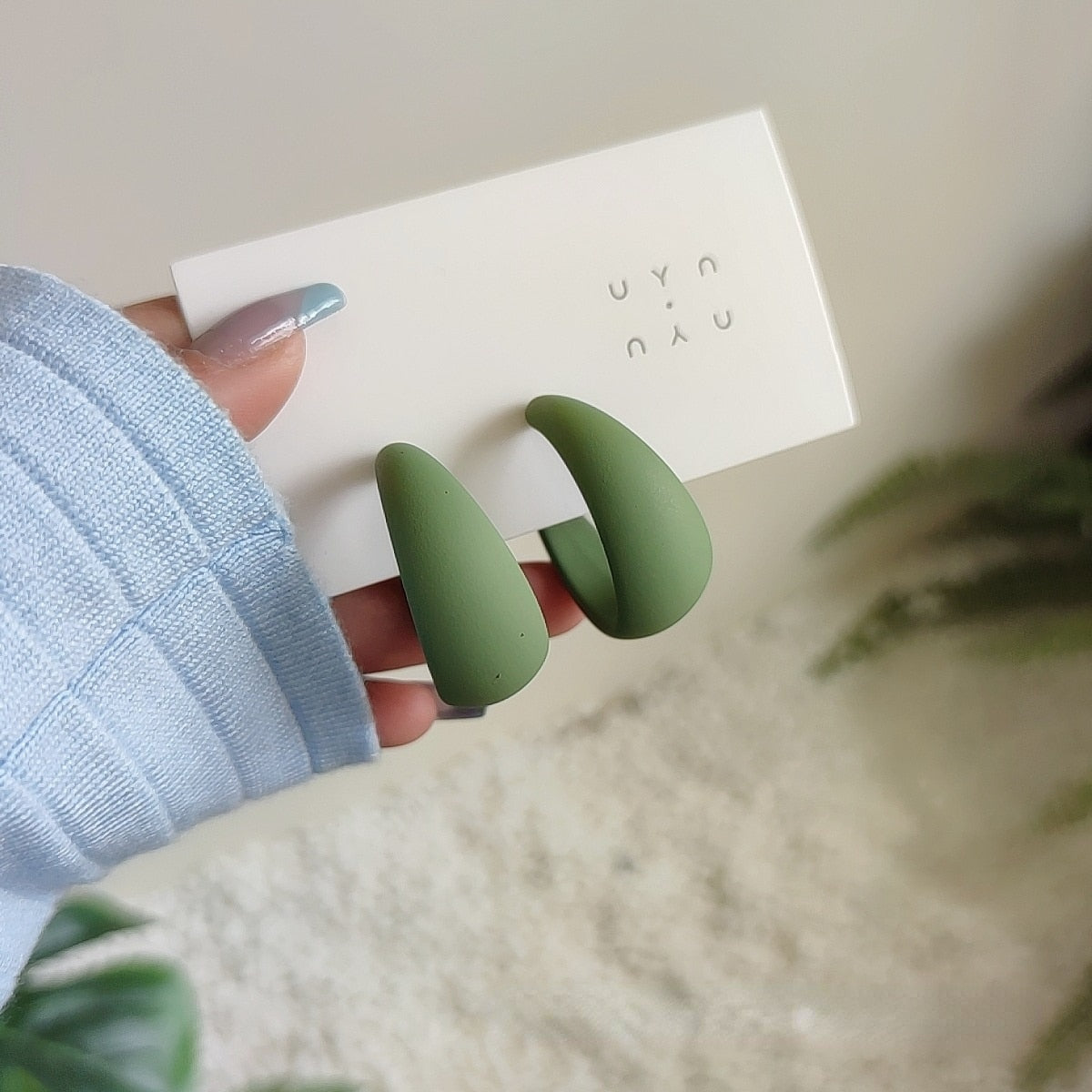 Korean style candy colors C-shaped earrings