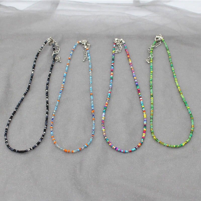 Simple Colorful Seed Beads Strand Choker Necklace