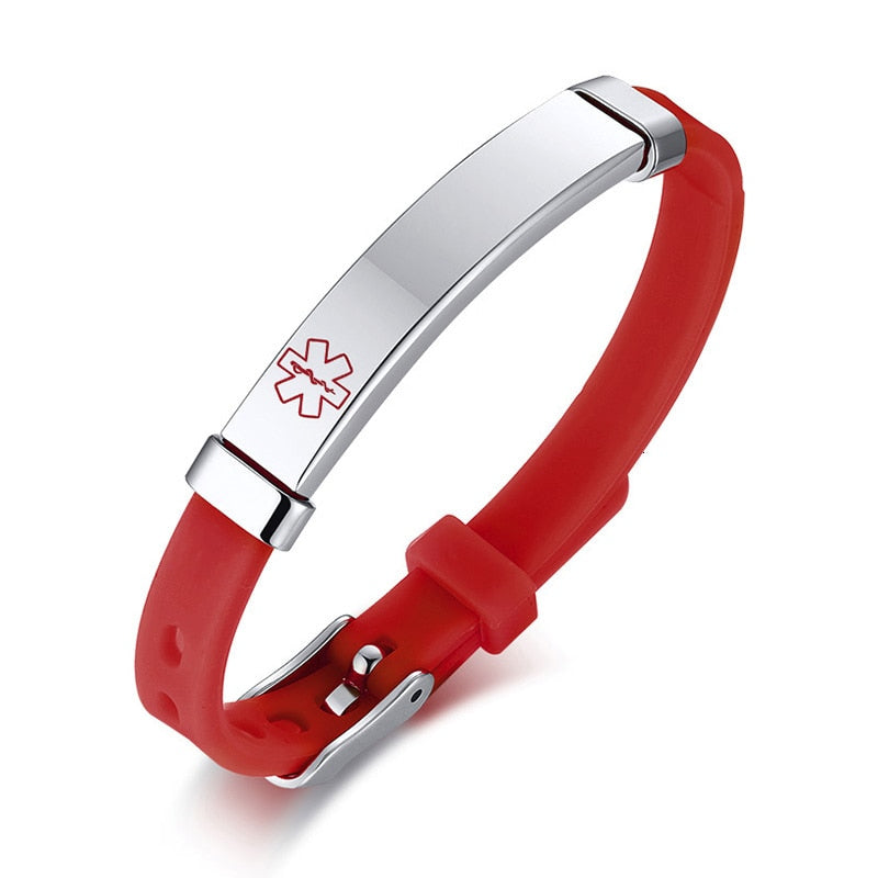Vnox Personalize Soft Silicone Rudder Stainless Steel Kids Baby ID Bracelets