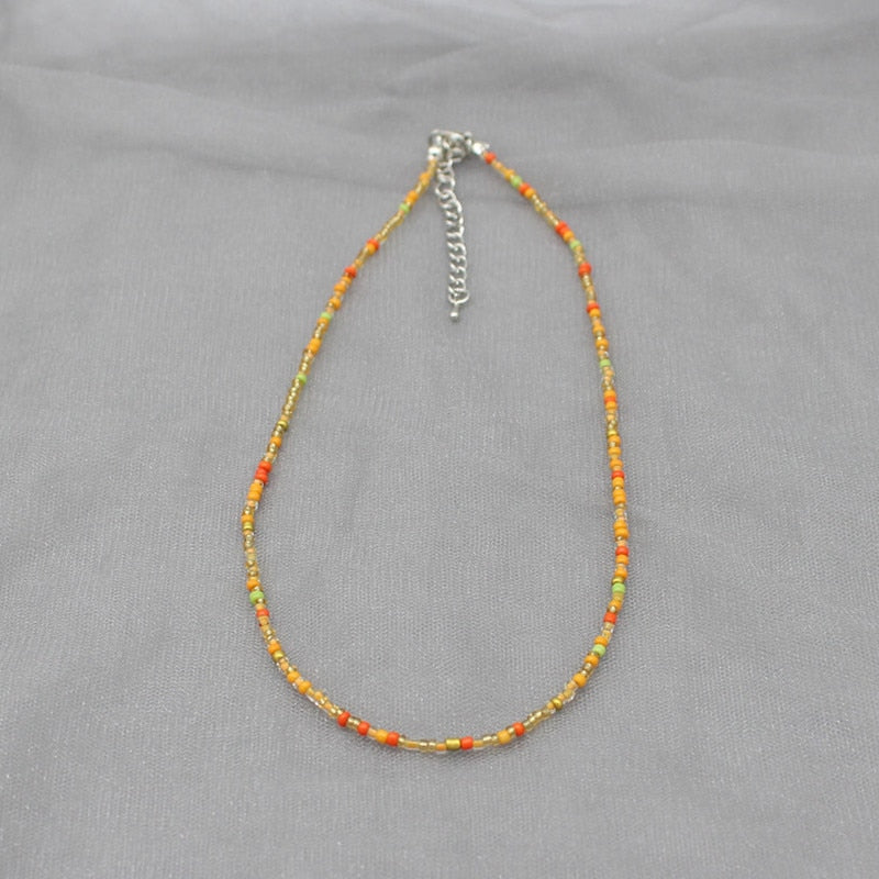 Simple Colorful Seed Beads Strand Choker Necklace
