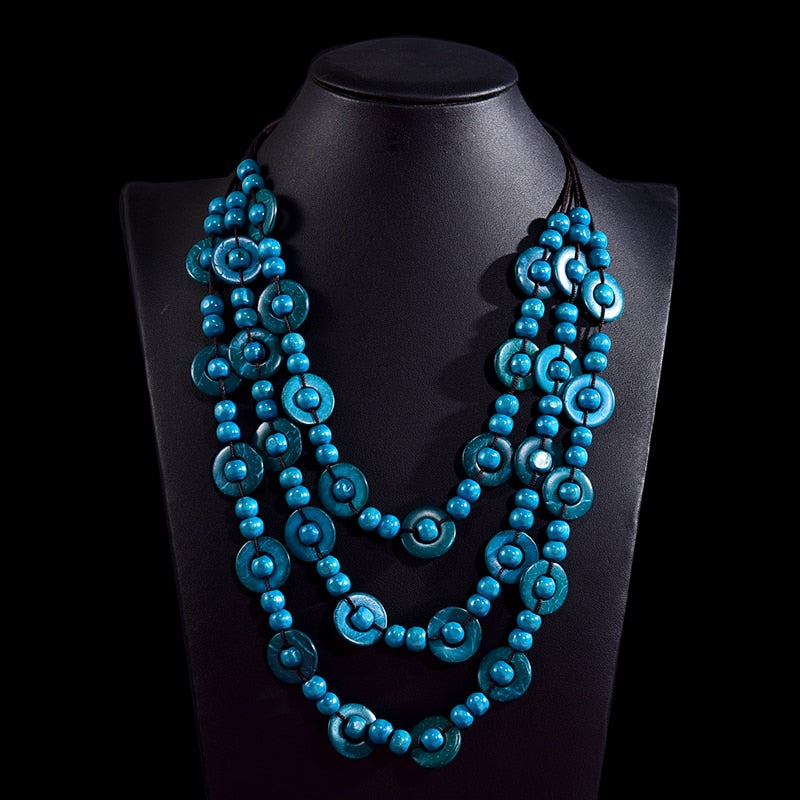 UDDEIN Bohemia Ethnic Multi Layer Beads Necklace