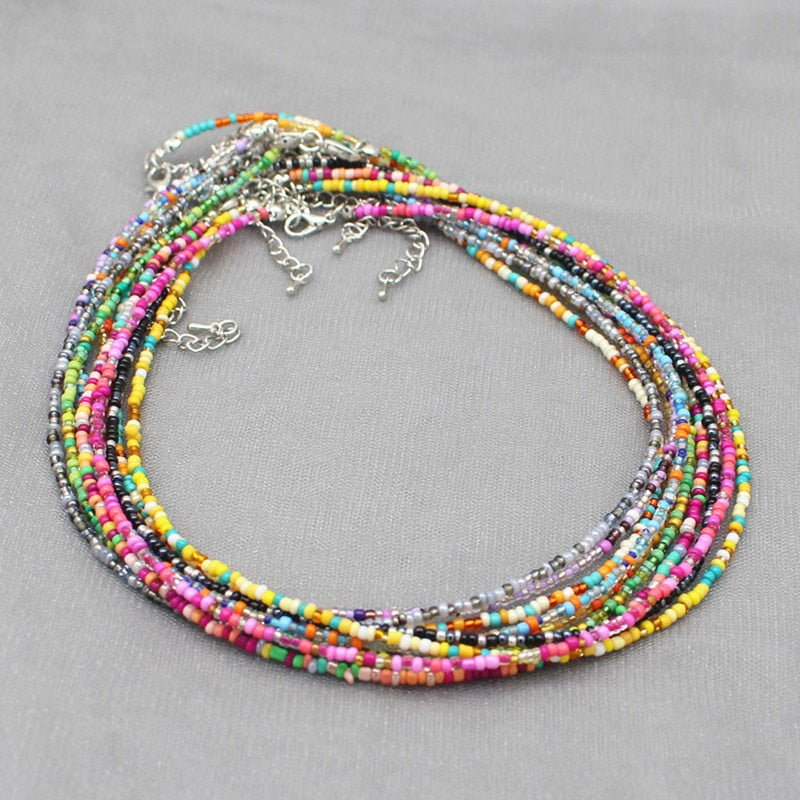 Simple Colorful Seed Beads Strand Choker Necklace