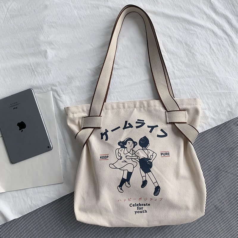Japanese Style Retro Canvas Tote Bag