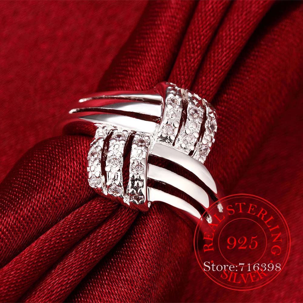 925 Sterling Silver Jewelry Vintage AAA+ Zircon Ring