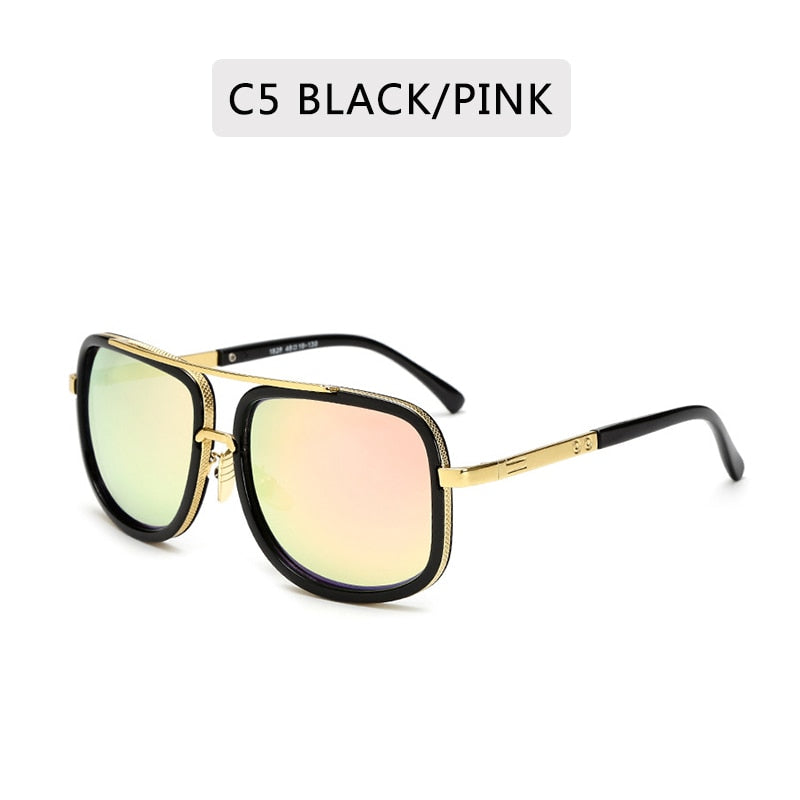 Big Frame Square Metal Sun Glasses