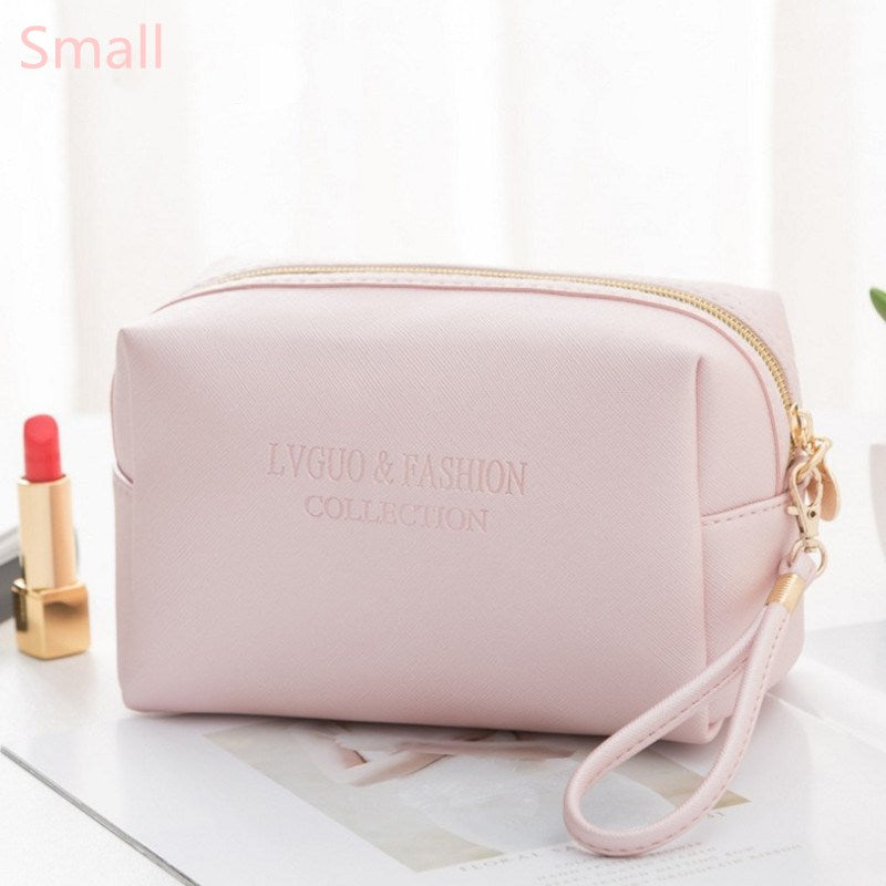 PURDORED 1 Pc Large Cosmetic Bag PU Leather Waterproof