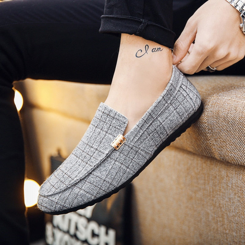Fashion Loafers Breathable Canvas Sneaker Black Gray