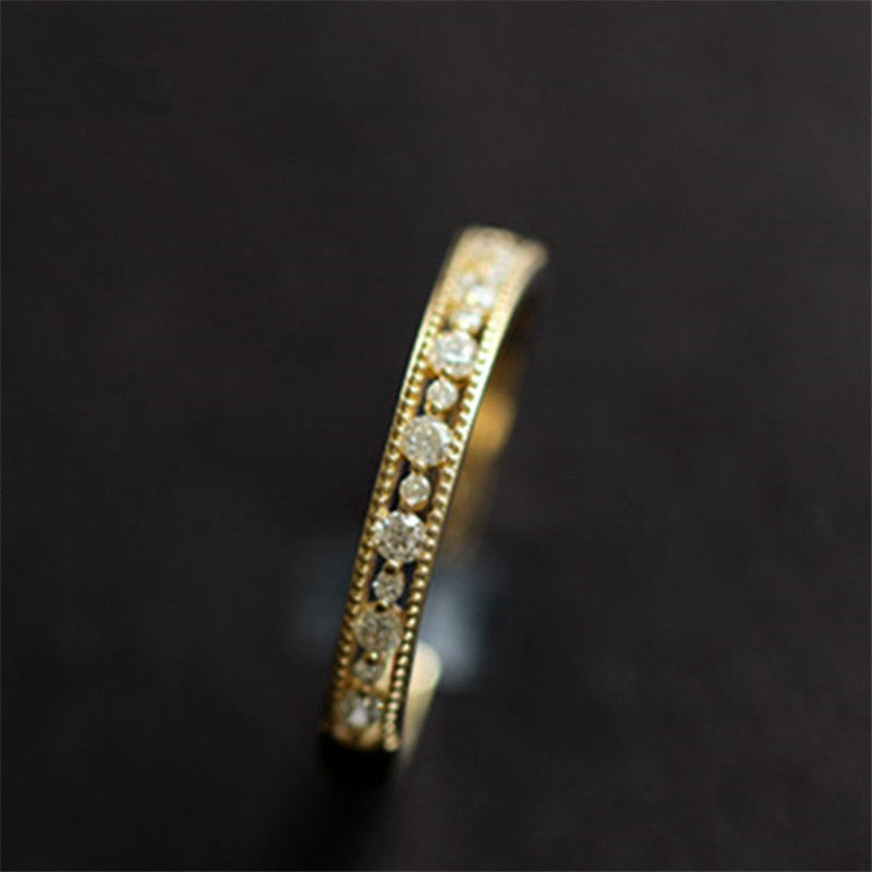 925 Sterling Silver Plating Pavé Crystal Hollow Ring