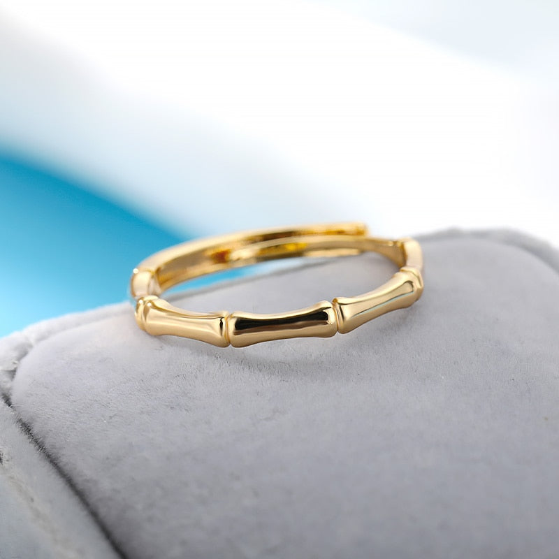 Stainless Steel Bamboo Joint Rings Open Adjustable
