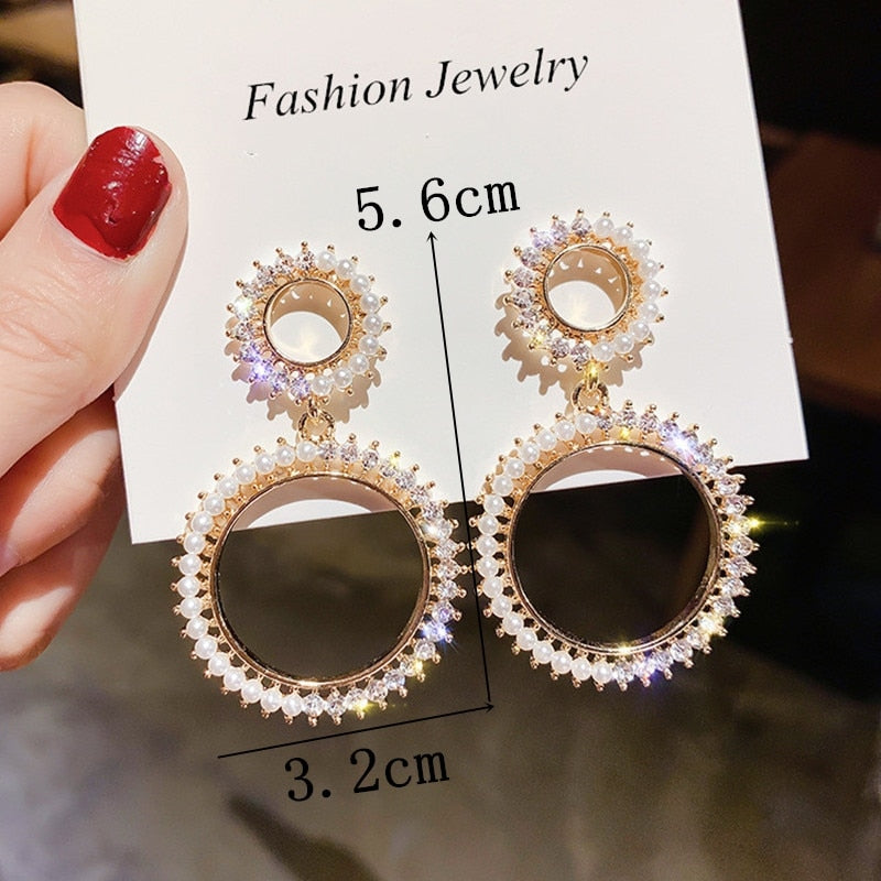 Big Black Flower Hanging Earrings For Women Exaggerated Rock Personality