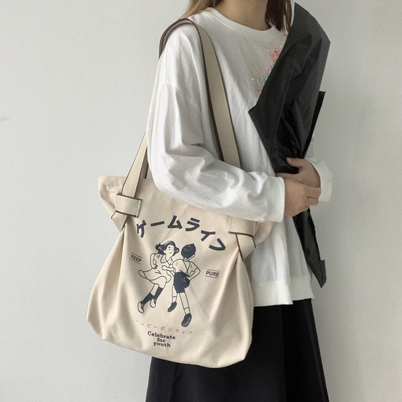 Japanese Style Retro Canvas Tote Bag