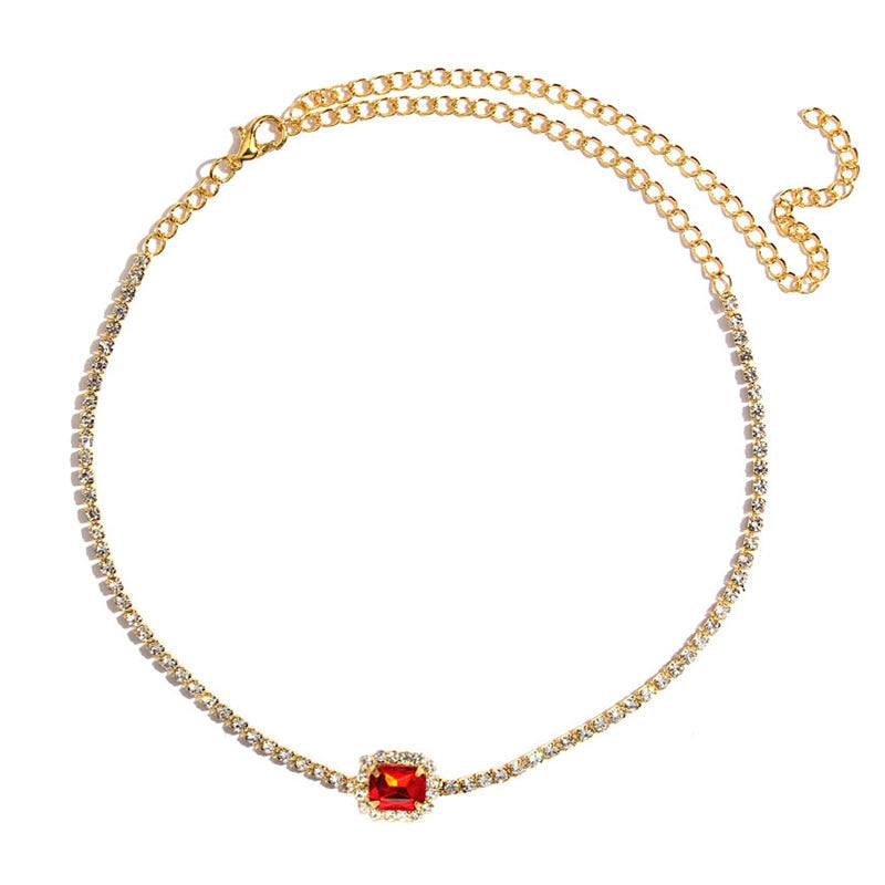 Gold Silver Color Butterfly Pendant Necklace Female Shiny Crystal Clavicle Chain Necklace