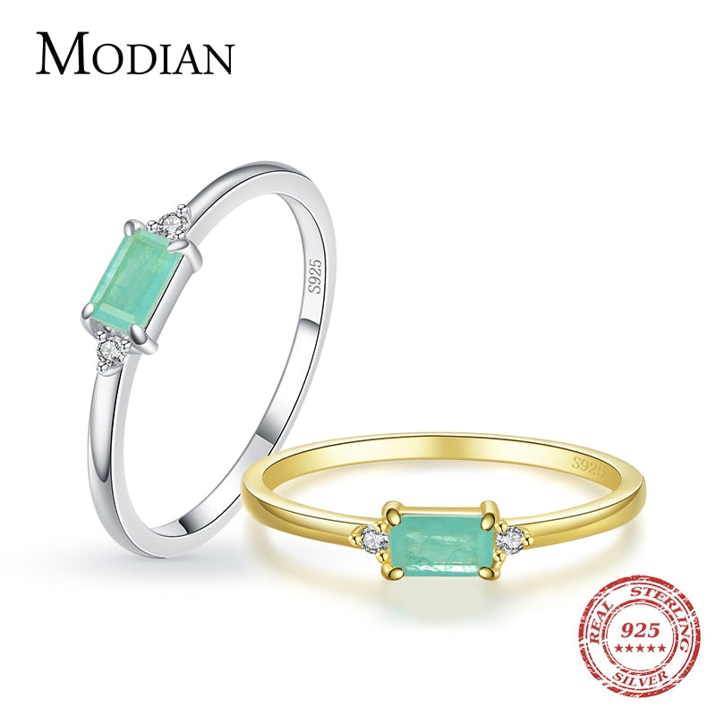 Modian Charm Luxury Real 925 Stelring Silver Green Tourmaline ring