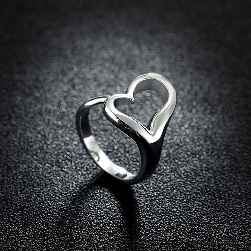 DOTEFFIL 925 Sterling Silver Heart-Shaped Open Ring
