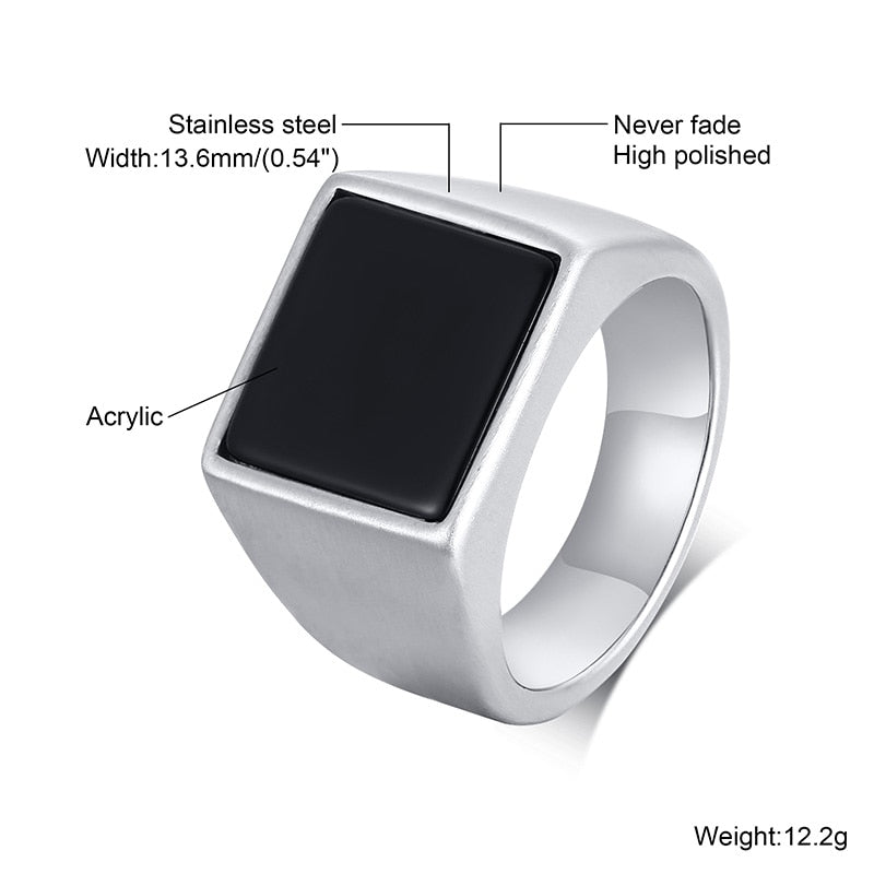 Square Signet Stainless Steel Ring