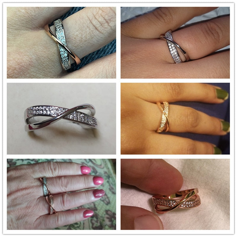 Huitan Newest Fresh Two Tone X Shape Cross Ring