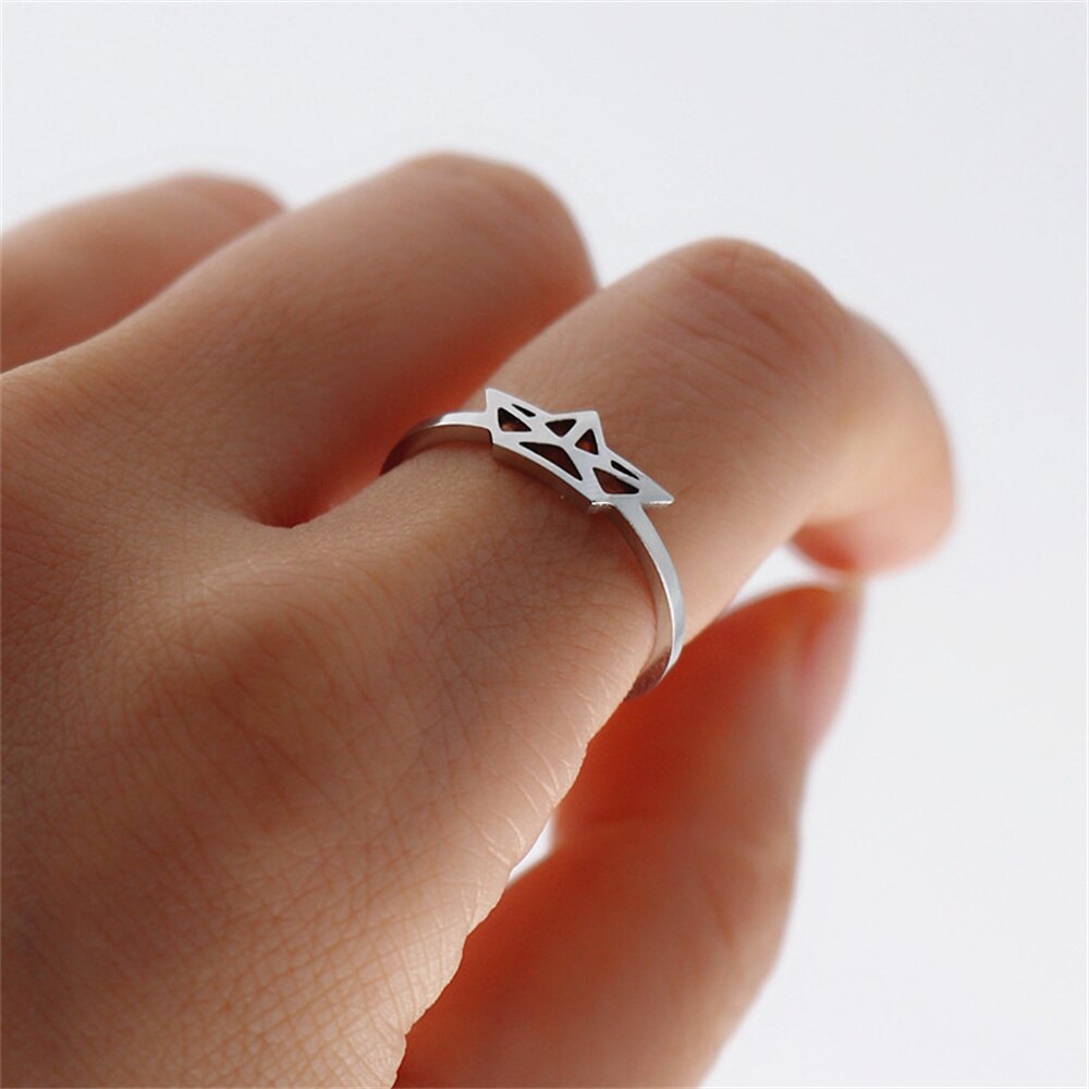 Tropical Leaf Gold Palm Leaf Stainless Steel Rings