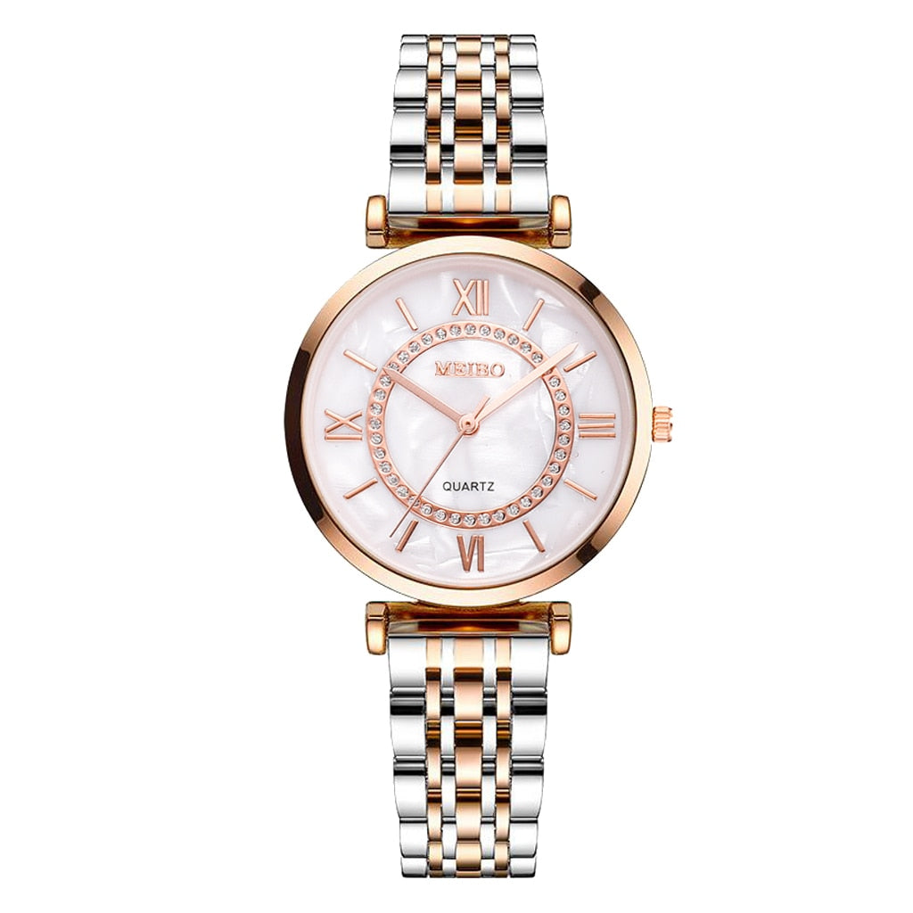 Luxury Crystal Diamond Steel Women Bracelet Watch